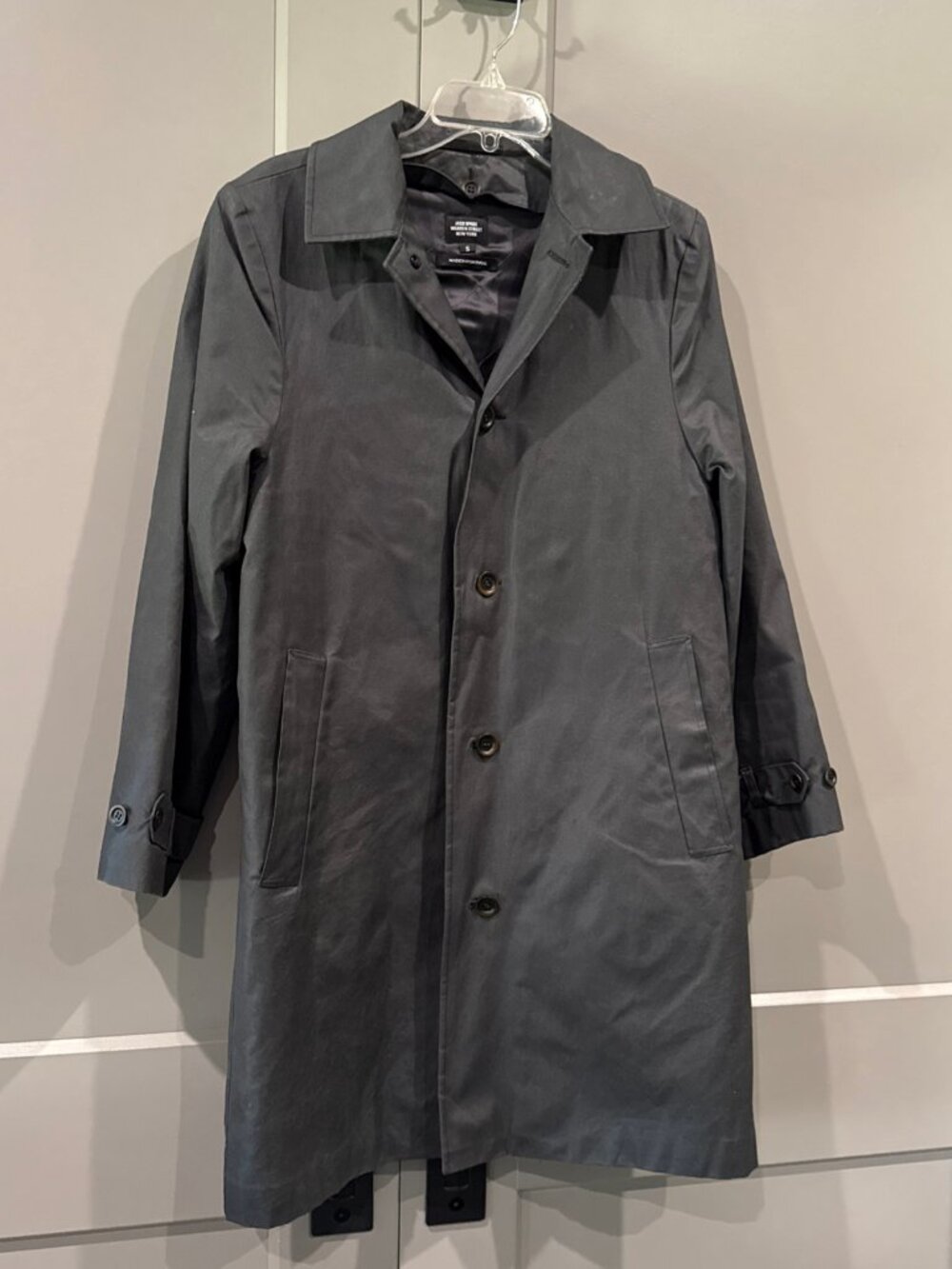 Jack Spade Warren Street Men's Small Waterproof Bonded Long Trench Coat Gray